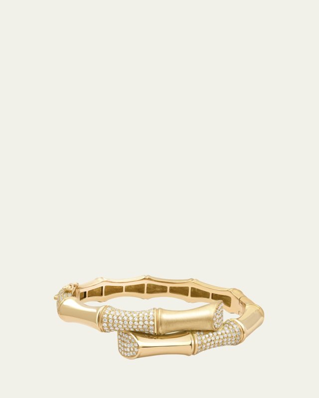 BAMBOO XL Bangle with White Diamonds